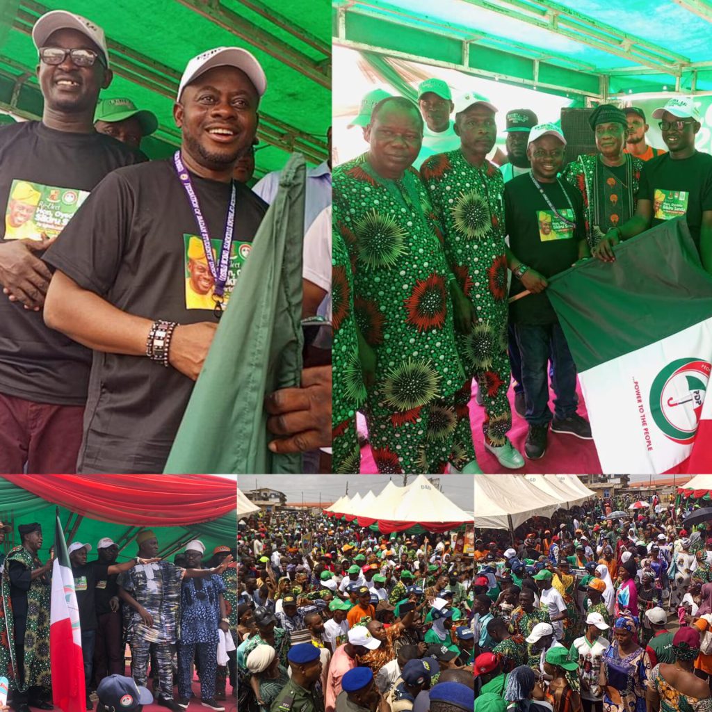 Oyo PMS Chairman, Tommy, OTOPE, Oyelese, Adurodekun In Attendance As PDP Presents Flags to Hon Sikiru Sanda, Glorious