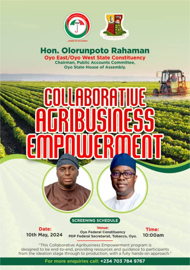 Hon. Olorunpoto Cephas Rahaman Announces Collaborative Agribusiness Empowerment for Constituents
