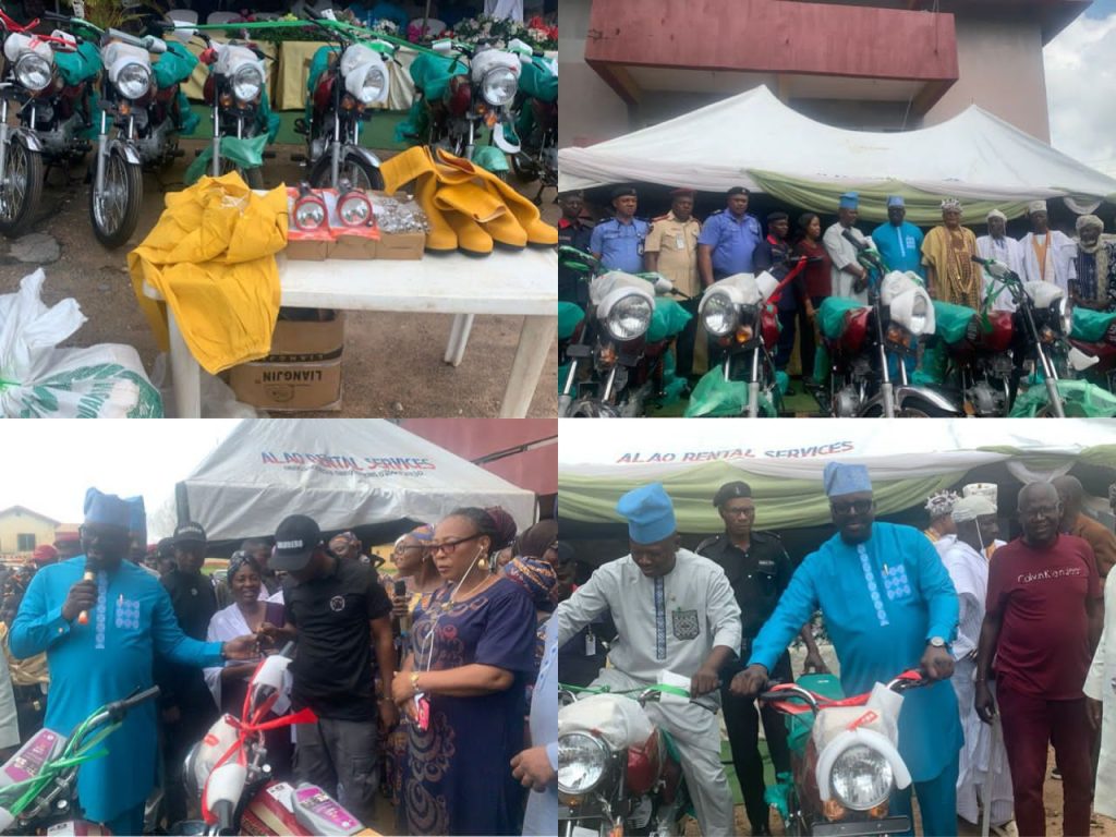 Hon Wole Akinleye Presents Motorcycles, Others to Security Operatives in Akinyele LG