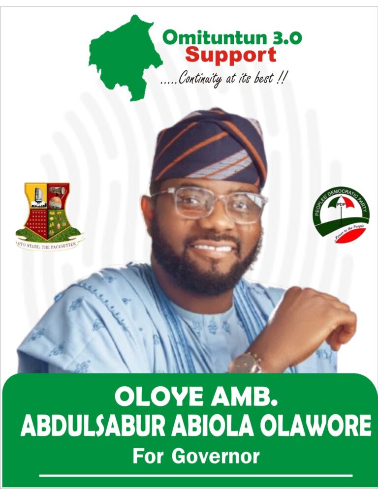 2027: Momentum Builds in Oyo PDP as Ambassador Abdulsabur Abiola Joins Governorship Race