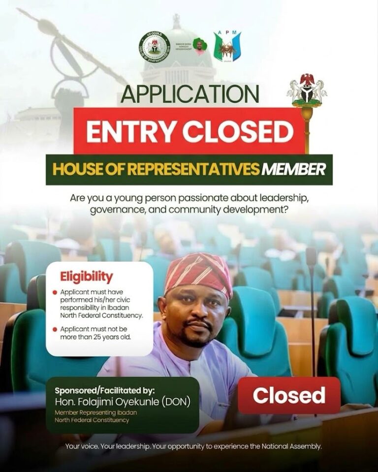 Application closes for ‘One-Day Representative programme’ facilitated by Hon Oyekunle